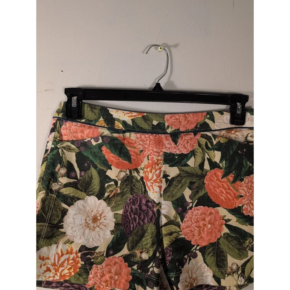 Anthropologie Elevenses Shorts Floral Bloom Side‎ Zip Pockets Size 4